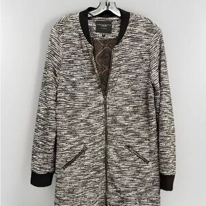 Anthropology Sanctuary Tweed Long Line Zipper Front Sweater Jacket Size Medium